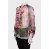Straight-cut silk blouse with buttons