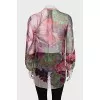 Straight-cut silk blouse with buttons