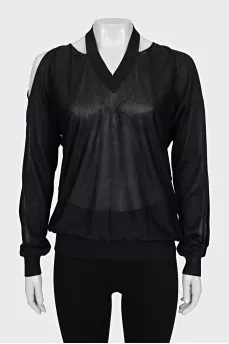 Sheer off-the-shoulder jumper
