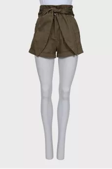 High-waisted drawstring shorts