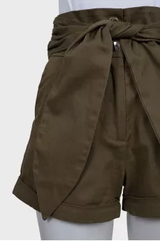 High-waisted drawstring shorts