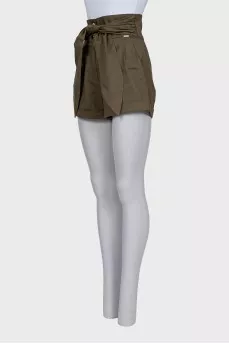 High-waisted drawstring shorts