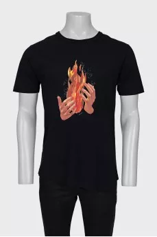 Men's asymmetrical printed T-shirt.