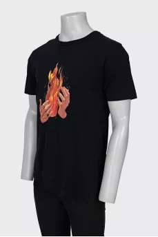 Men's asymmetrical printed T-shirt.