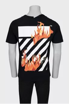 Men's asymmetrical printed T-shirt.
