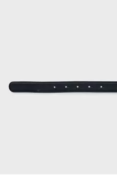 Leather belt with logo buckle