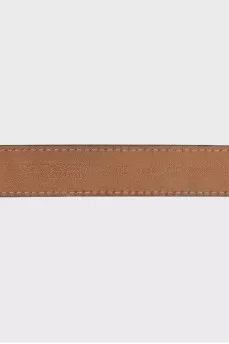 Leather belt with logo buckle
