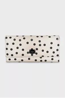 White polka dot wallet