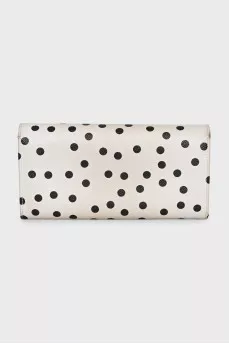 White polka dot wallet