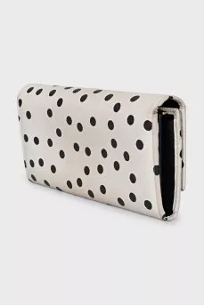 White polka dot wallet