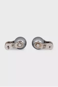 Silver earrings with beads and crystals