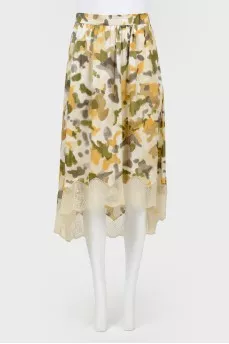 Military color skirt with lace