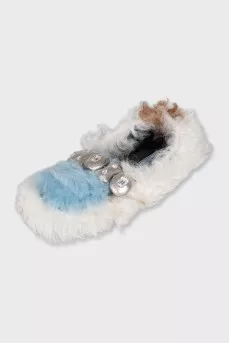 Fur ballet flats with decor