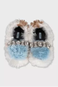 Fur ballet flats with decor