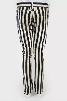 Black and white striped jeans