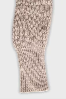 Knitted gloves with a finger hole