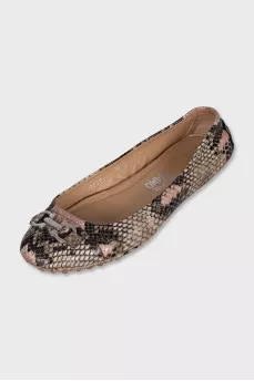 Leather ballet flats with animal print