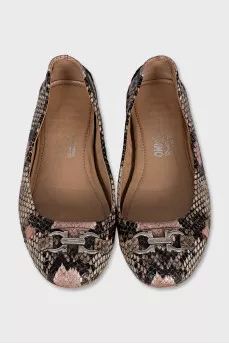 Leather ballet flats with animal print