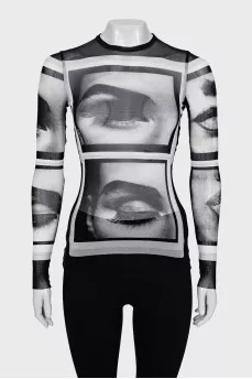 Transparent long sleeve with print