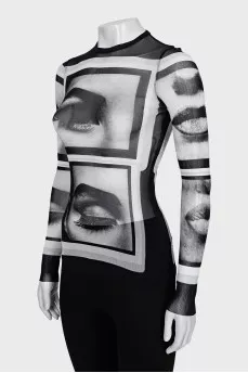 Transparent long sleeve with print