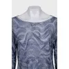 Long sleeve shirt with a print decorated with rhinestones