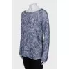 Long sleeve shirt with a print decorated with rhinestones