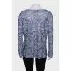 Long sleeve shirt with a print decorated with rhinestones