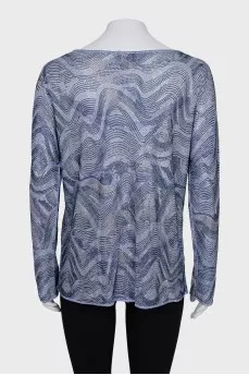 Long sleeve shirt with a print decorated with rhinestones