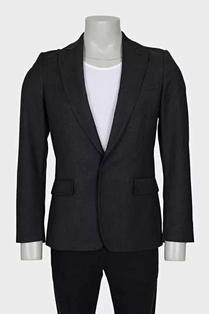 Men's wool jacket with hook-and-eye closure