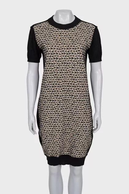 Black dress with a relief pattern