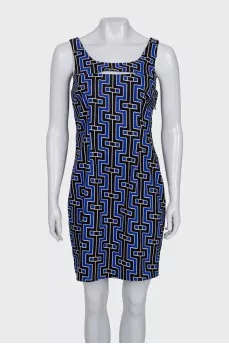 Two-tone geometric print dress