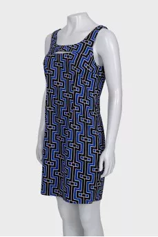 Two-tone geometric print dress