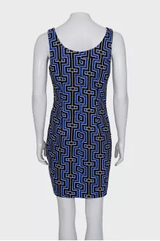 Two-tone geometric print dress