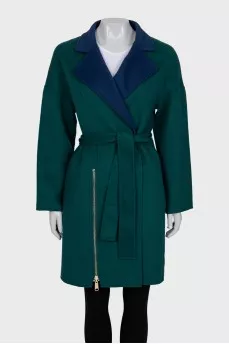 Green coat with a belt