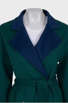 Green coat with a belt
