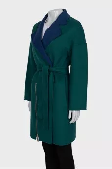 Green coat with a belt