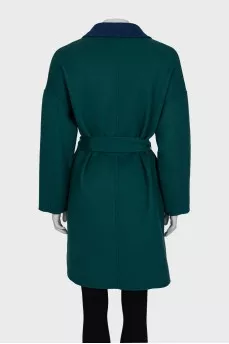 Green coat with a belt