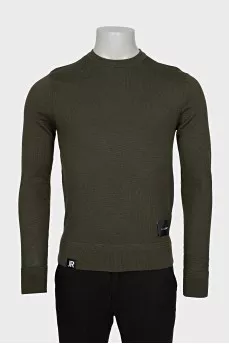 Men's green straight-cut jumper