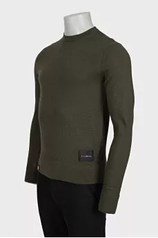 Men's green straight-cut jumper
