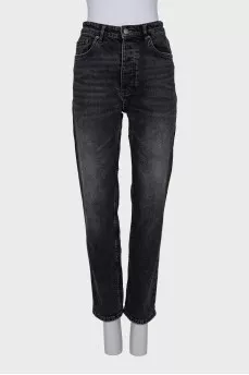 Dark gray high-waisted jeans