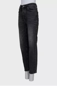 Dark gray high-waisted jeans
