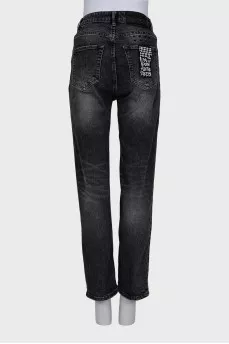 Dark gray high-waisted jeans