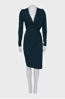 Fitted dress with draped waist