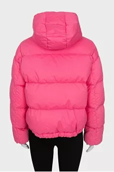 Pink down jacket with a detachable hood