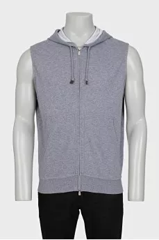Men's gray hooded vest