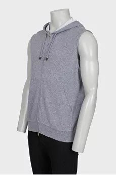 Men's gray hooded vest
