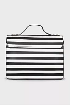 Striped faux leather satchel
