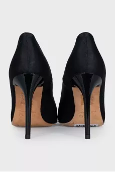 Textile stiletto heeled pumps
