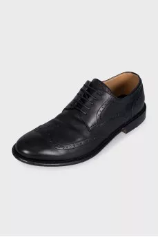 Men's black leather brogues