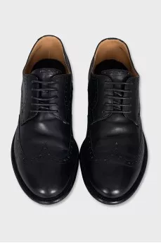 Men's black leather brogues